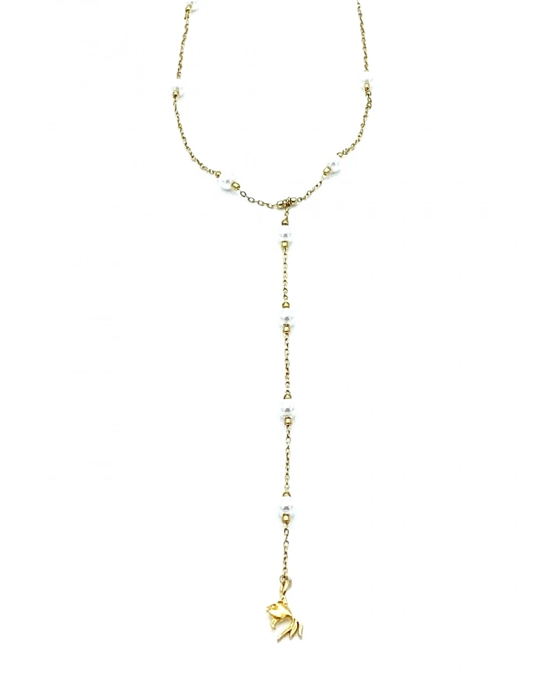 Balık Sallantılı İnci Y Kolye