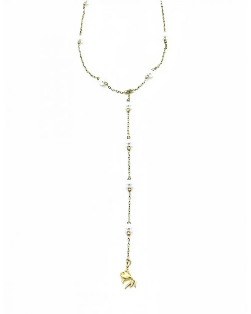 Balık Sallantılı İnci Y Kolye