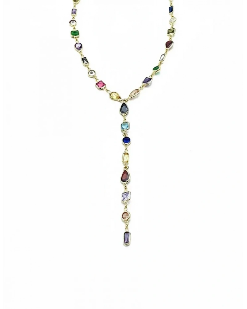 Rainbow Geo Gömme Taşlı Y Kolye