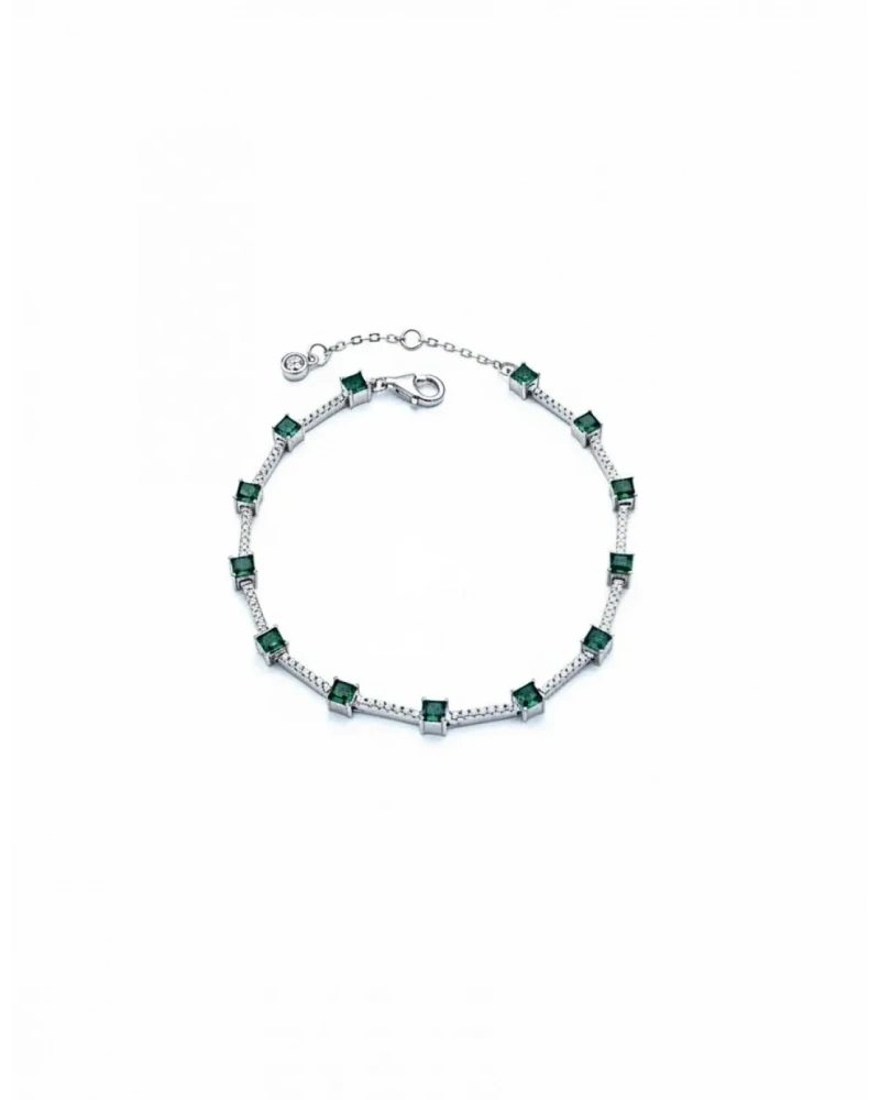 Yeşil Taşlı Çubuklu Suyolu Bileklik