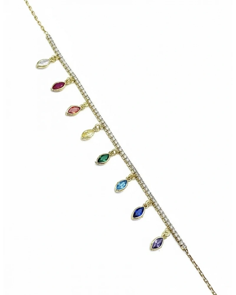 Renkli Markiz Taş Sallantılı Yarım Suyolu Halhal