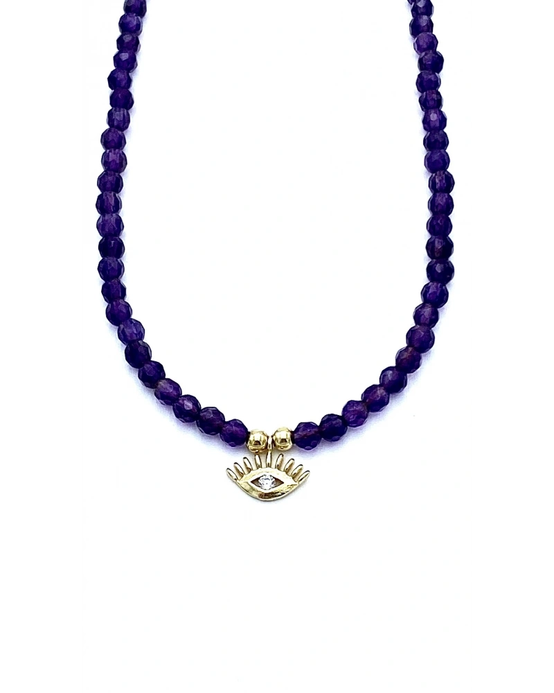 Ametist Göz Figürlü Kolye