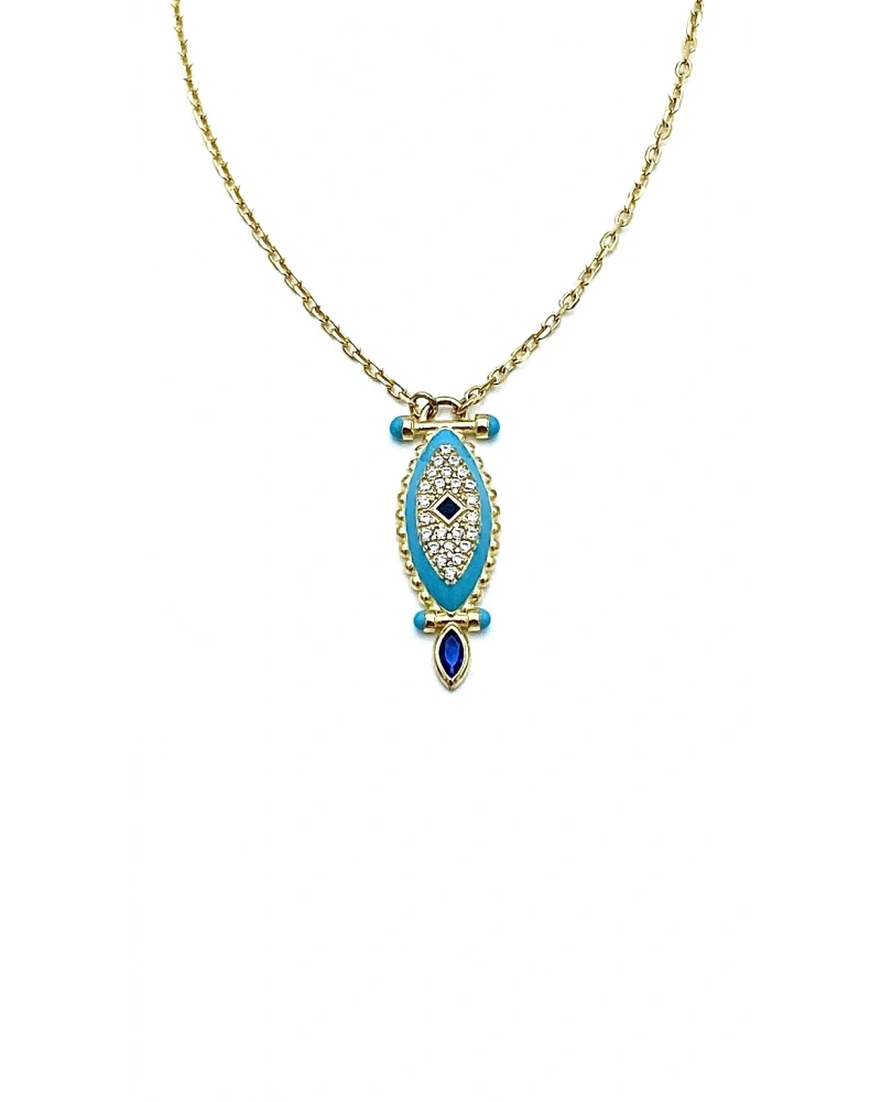 Aqua Mineli Göz Kolye