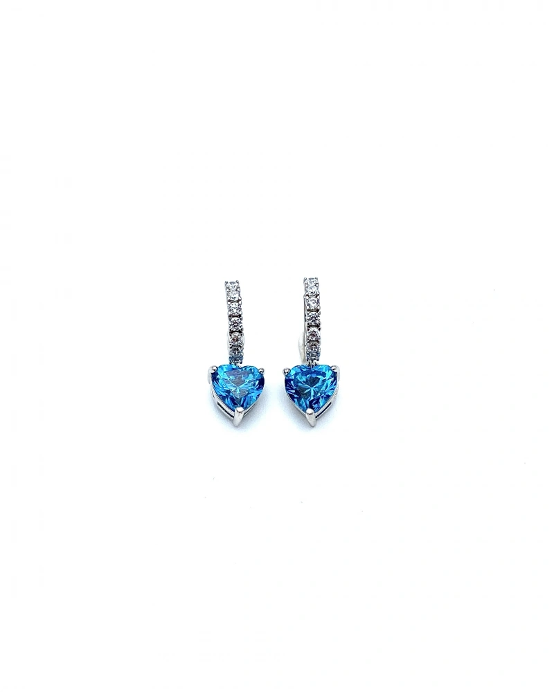 Aquamarin Heart Taşlı Halka Küpe