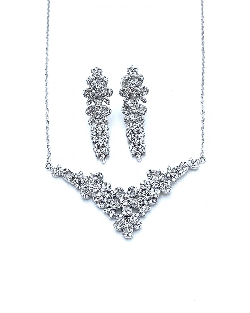 Baget Çiçek V Mini Gerdanlık Küpe Set