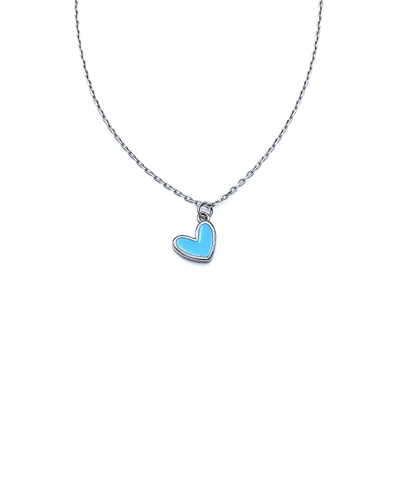 Bebe Mavisi Mineli Kalp Kolye