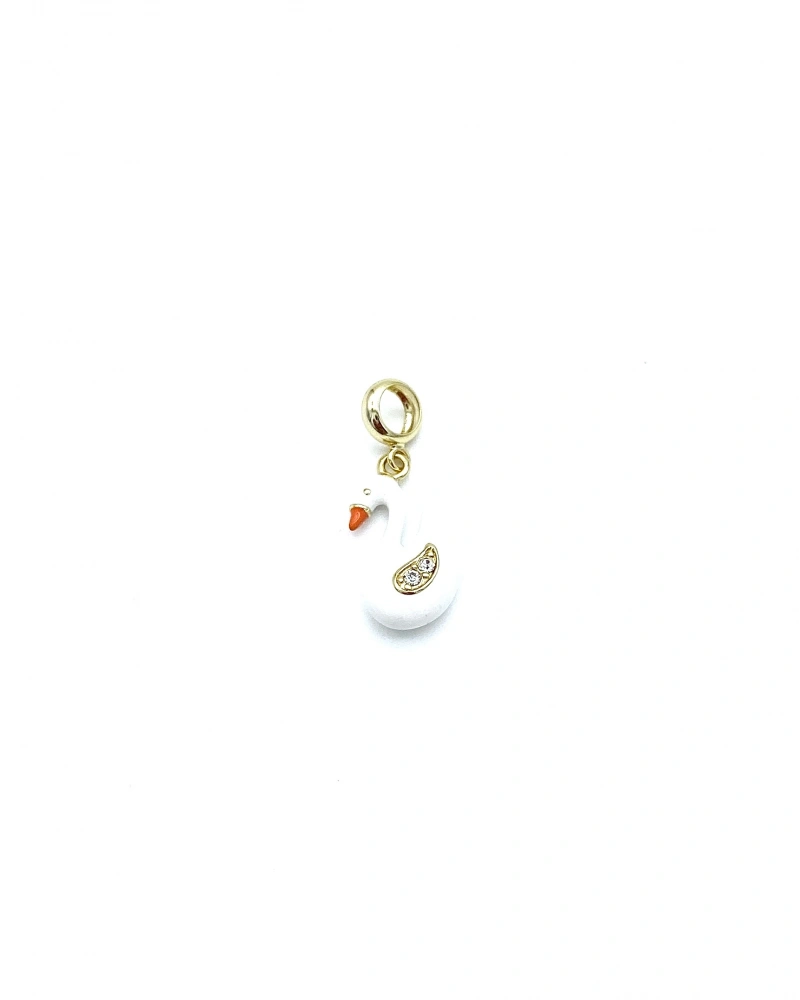 Beyaz Mine Swan Charm Kolye Ucu