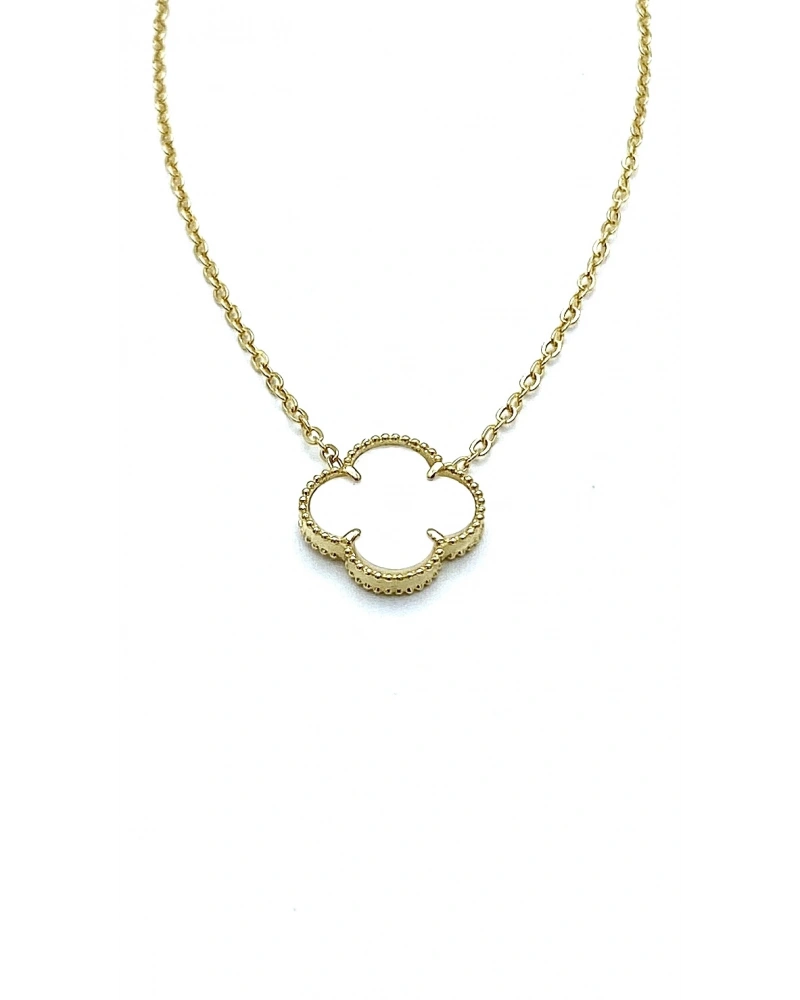 Beyaz Sedef Yonca Kolye