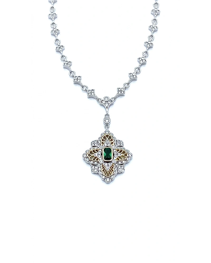 Buck Zümrüt Di Flower Kolye