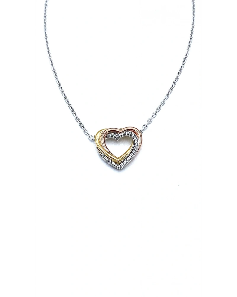 Carti 3 Renk Kalp Kolye