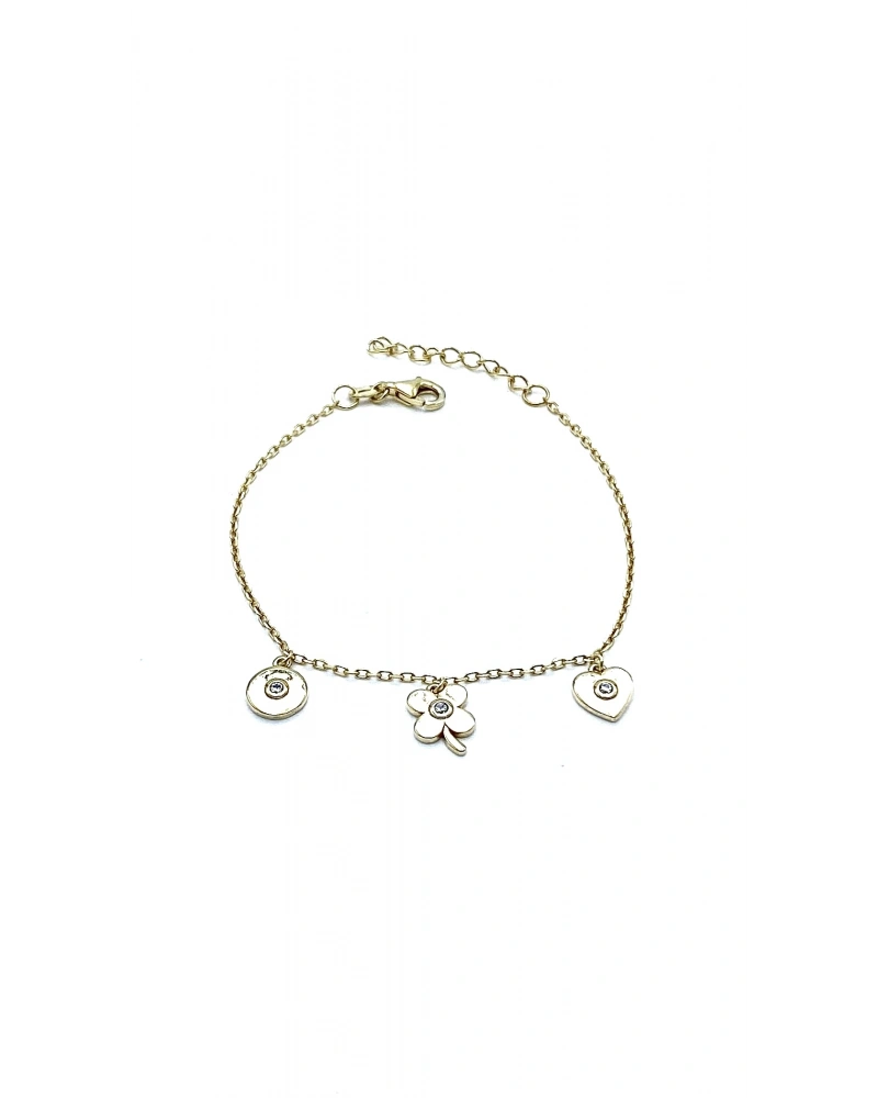 Çiçek Kalp Sallantılı Bileklik