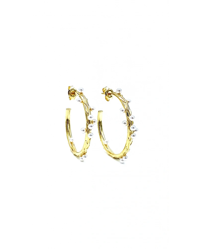 Dağınık İncili Halka Küpe