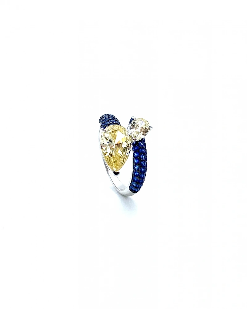 Damla Duo Sitrin Safir Yüzük