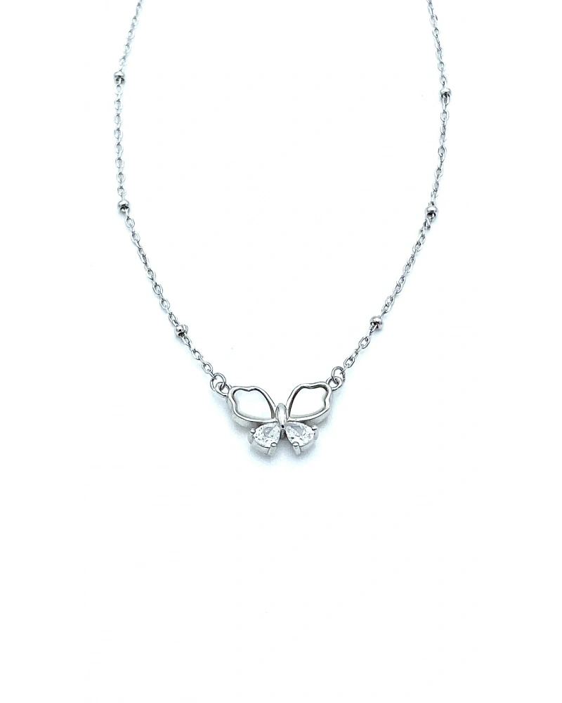 Damla Taşlı Sedef Kelebek Kolye