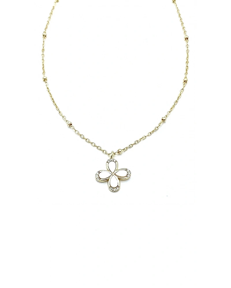 Dört Yapraklı Sedef Çiçek Kolye