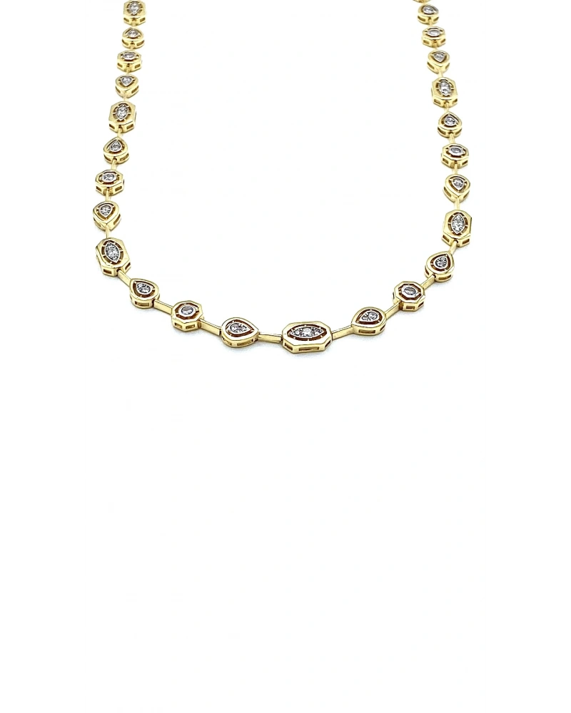 Elmas Montür Aralıklı Geo Suyolu Kolye