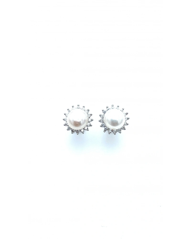 Etrafı Taşlı İnci Küpe