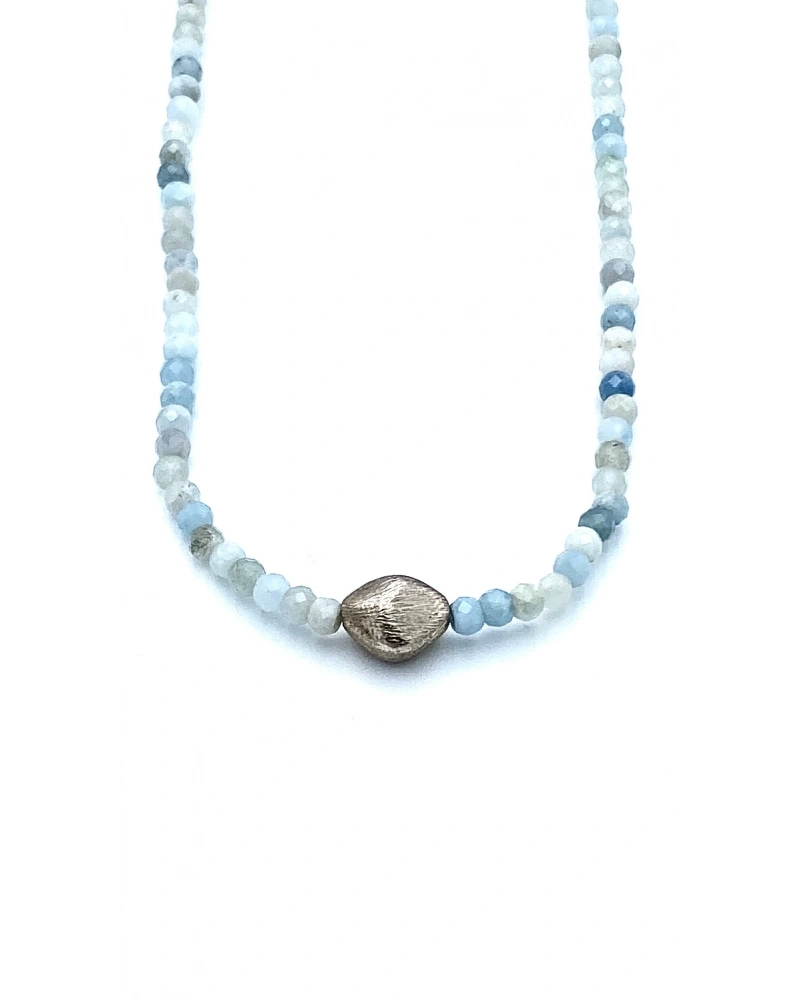 Gümüş Detaylı Aquamarin Kolye