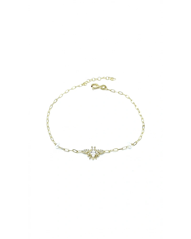 İnci Detaylı Arı Zincir Bileklik