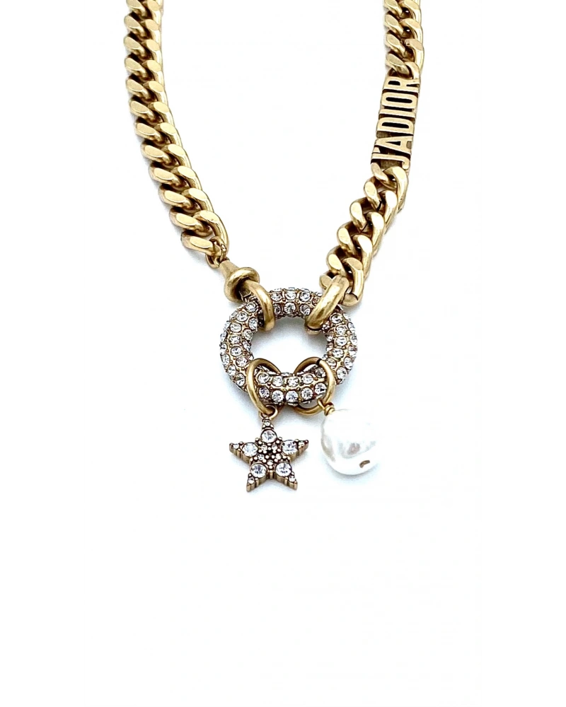 İnci ve Taş Detaylı JD Zincir Kolye