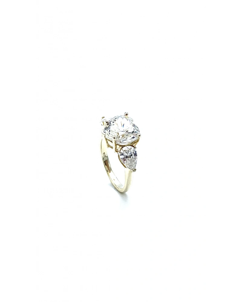 Kalp Yanları Damla Tria Mozanit Yüzük