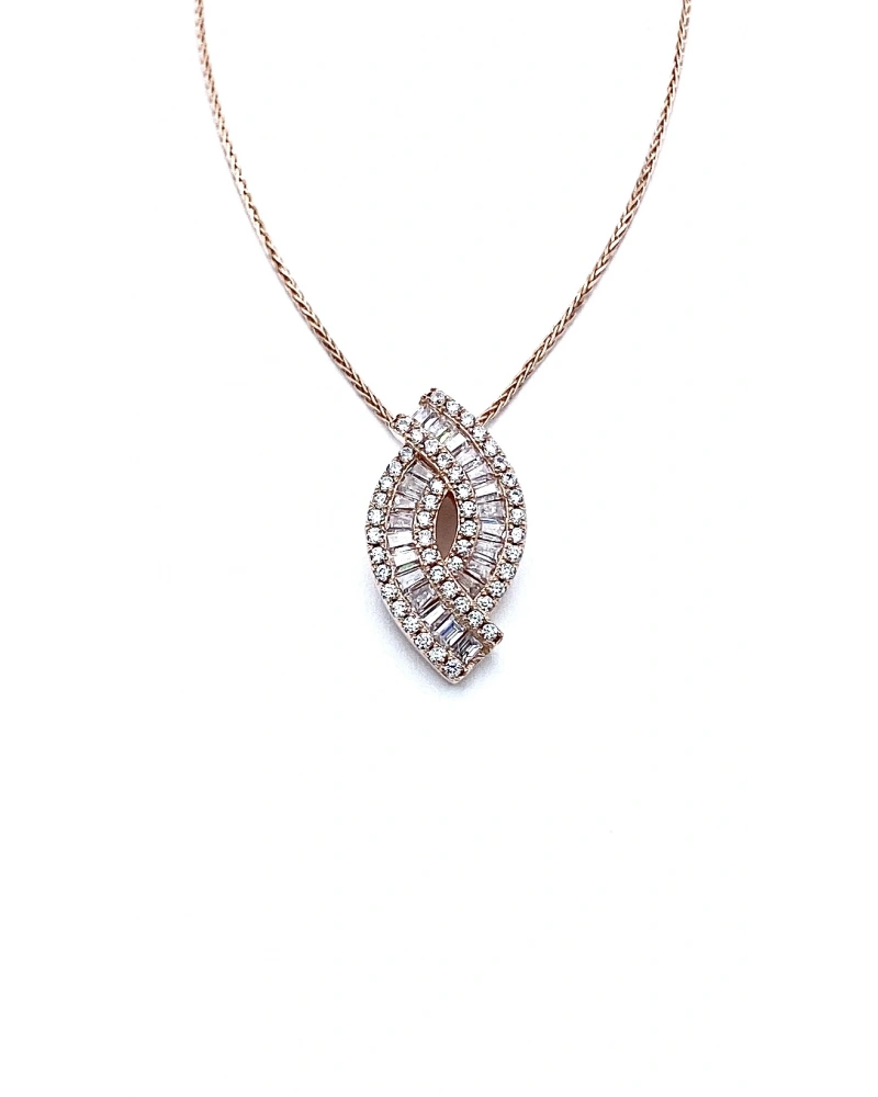 Kenarları Taşlı Baget Kolye