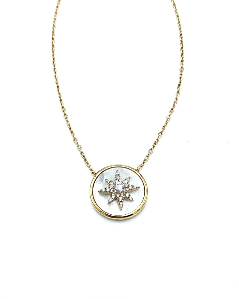 Kuzey Yıldızı Sedef Madalyon Kolye