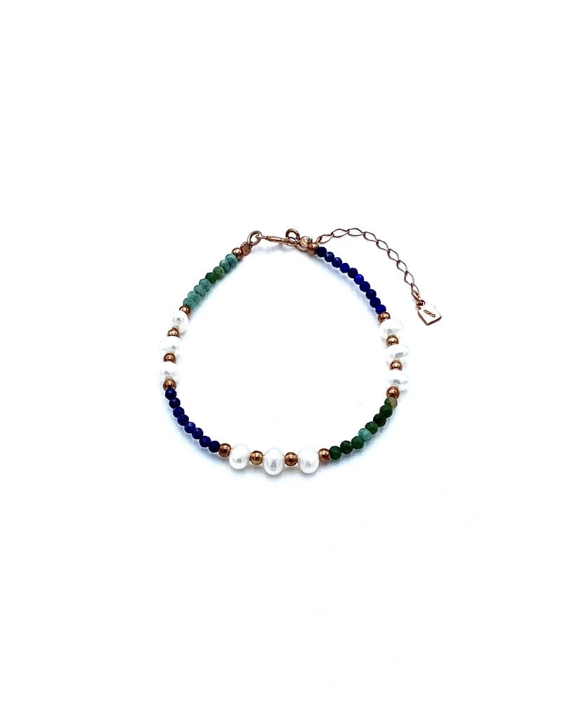 Lapis Mercan İnci Kübik Bileklik