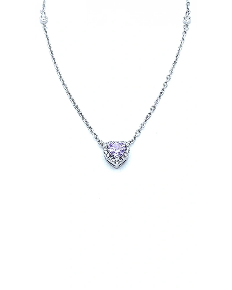 Lila Mini Kalp Kolye