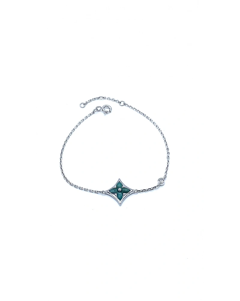 LV Turkuaz Mineli Taşlı Yonca Bileklik