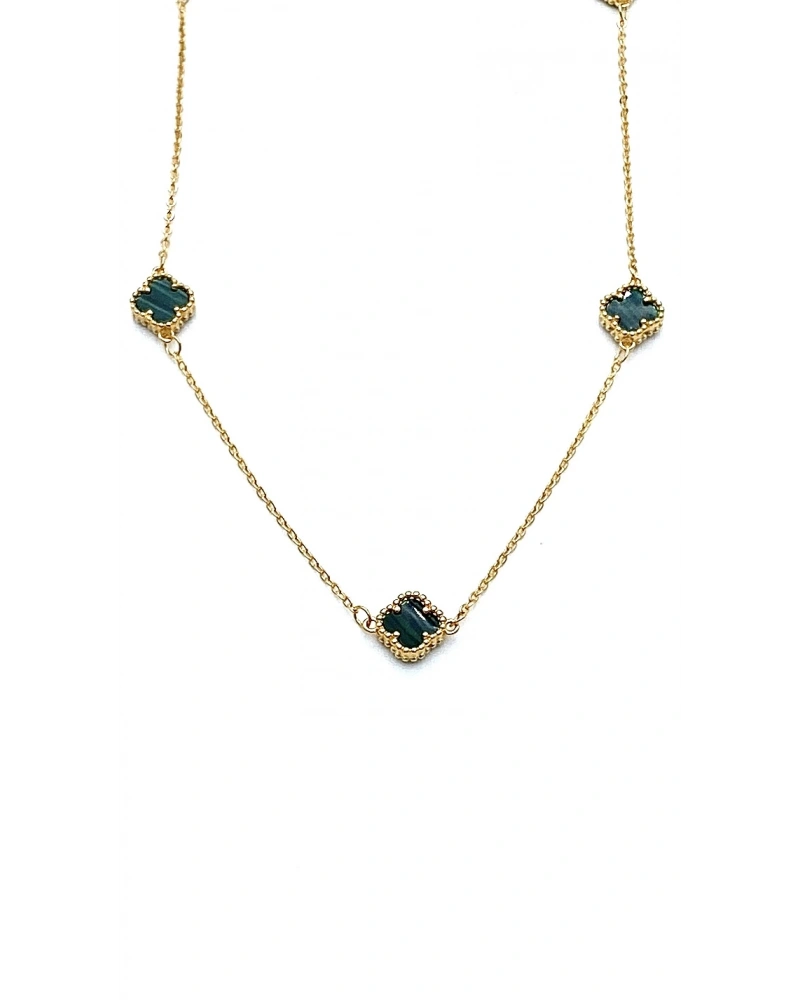 Malahit 7li Mini Yonca Kolye