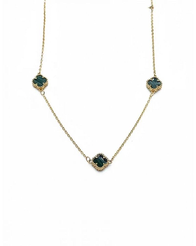 Malahit 7li Mini Yonca Kolye