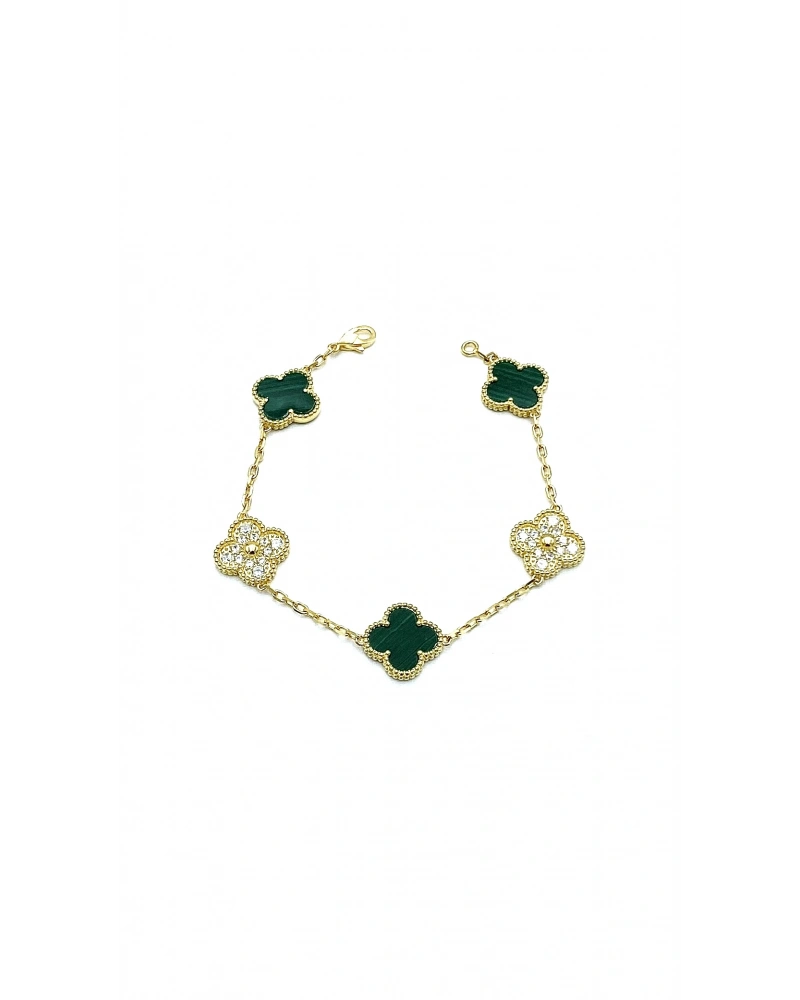 Malahit Taşlı 5li Yonca Bileklik