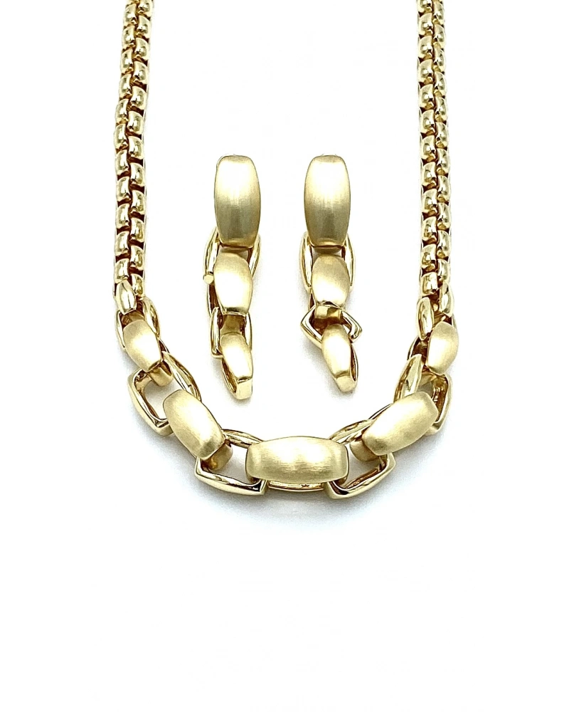 Mat Parlak Gold Chain Set