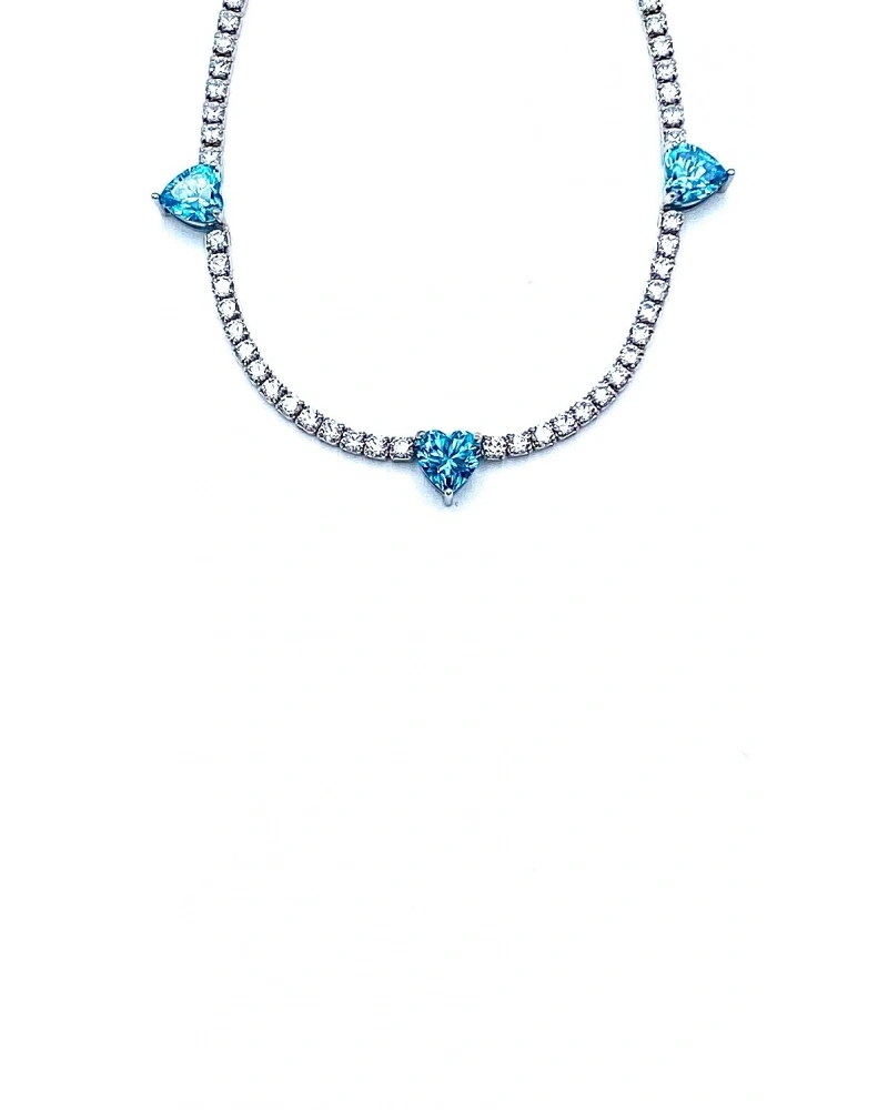 Mavi Kalp Taşlı Suyolu Kolye