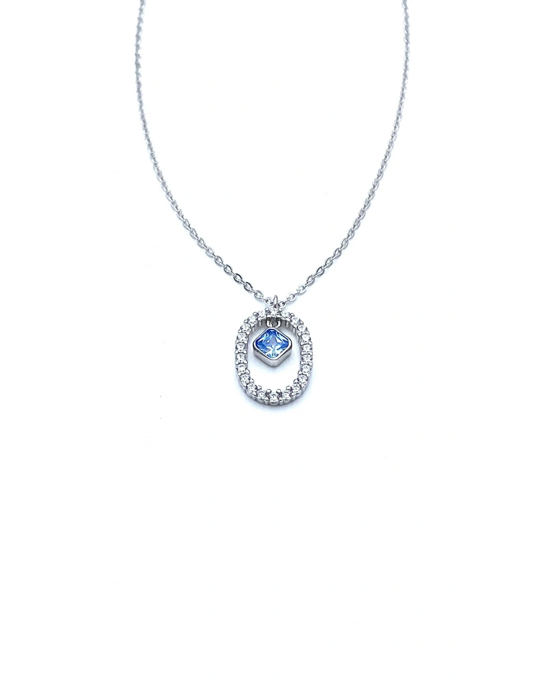 Mavi Prenses Oval Kolye