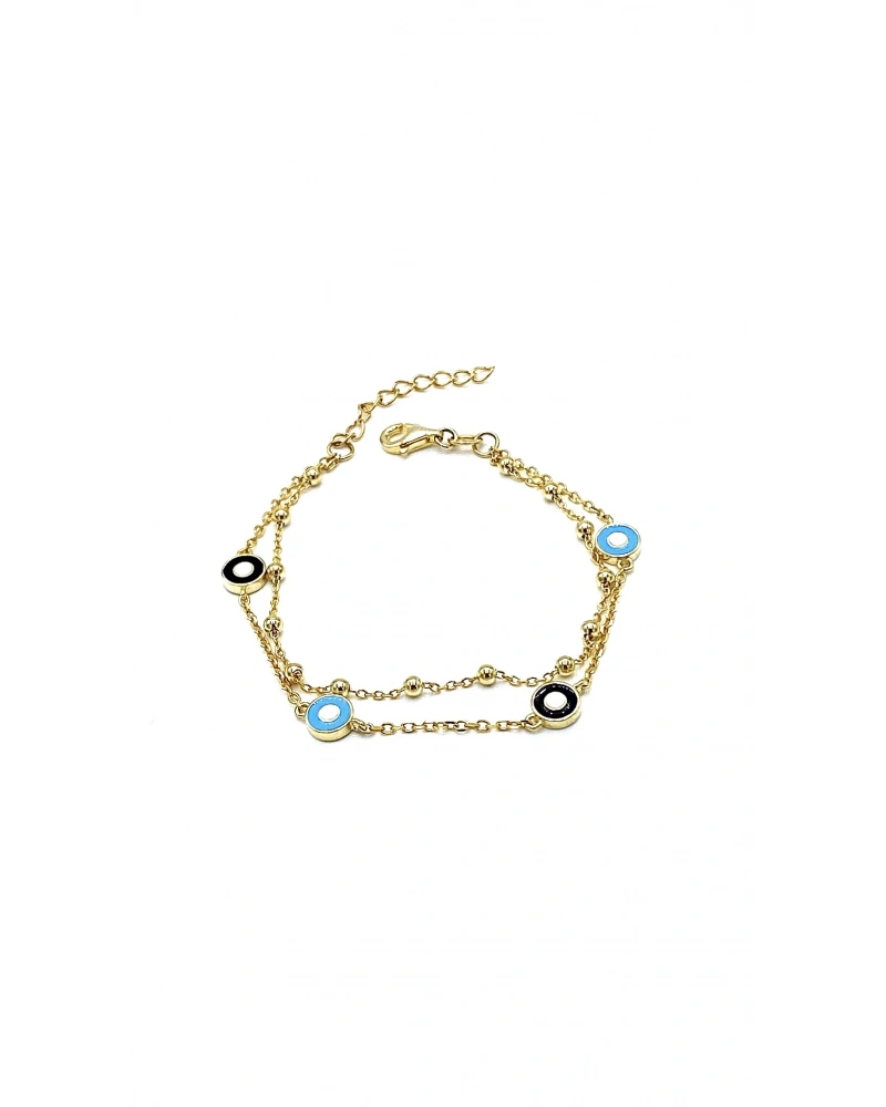 Mavi Siyah Mineli 2li Bileklik