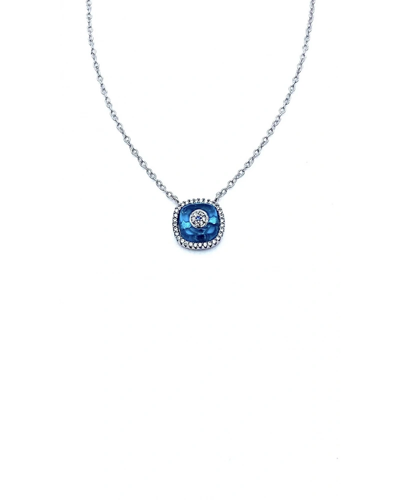 Mini Kare Camgöz Kolye