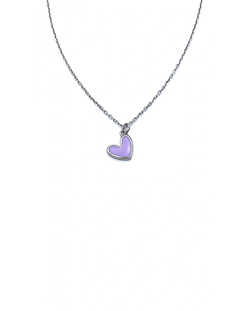 Mor Mineli Kalp Kolye
