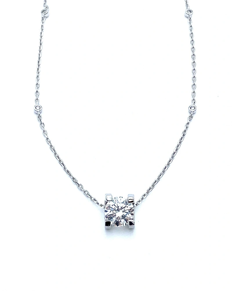 Mozanit 2ct C Montür Tektaş Kolye