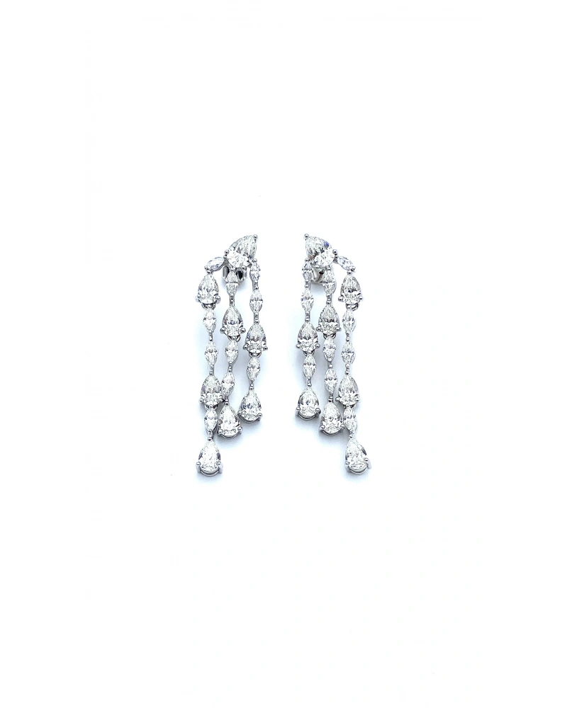 Mozanit 3 Sıra Damla Küpe