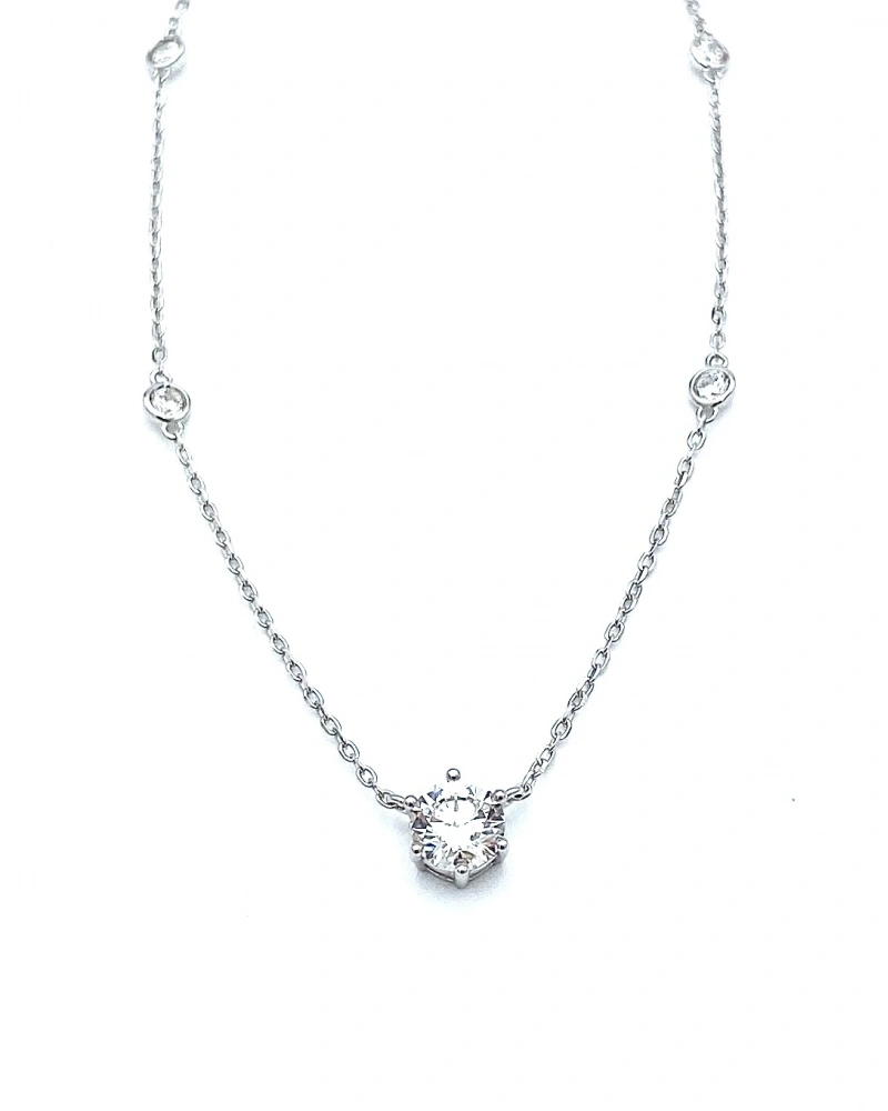 Mozanit 6 tırnak 1,5ct Tektaş Kolye