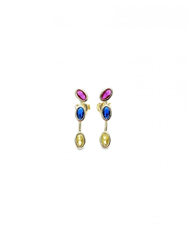Multicolour Oval Tria Küpe
