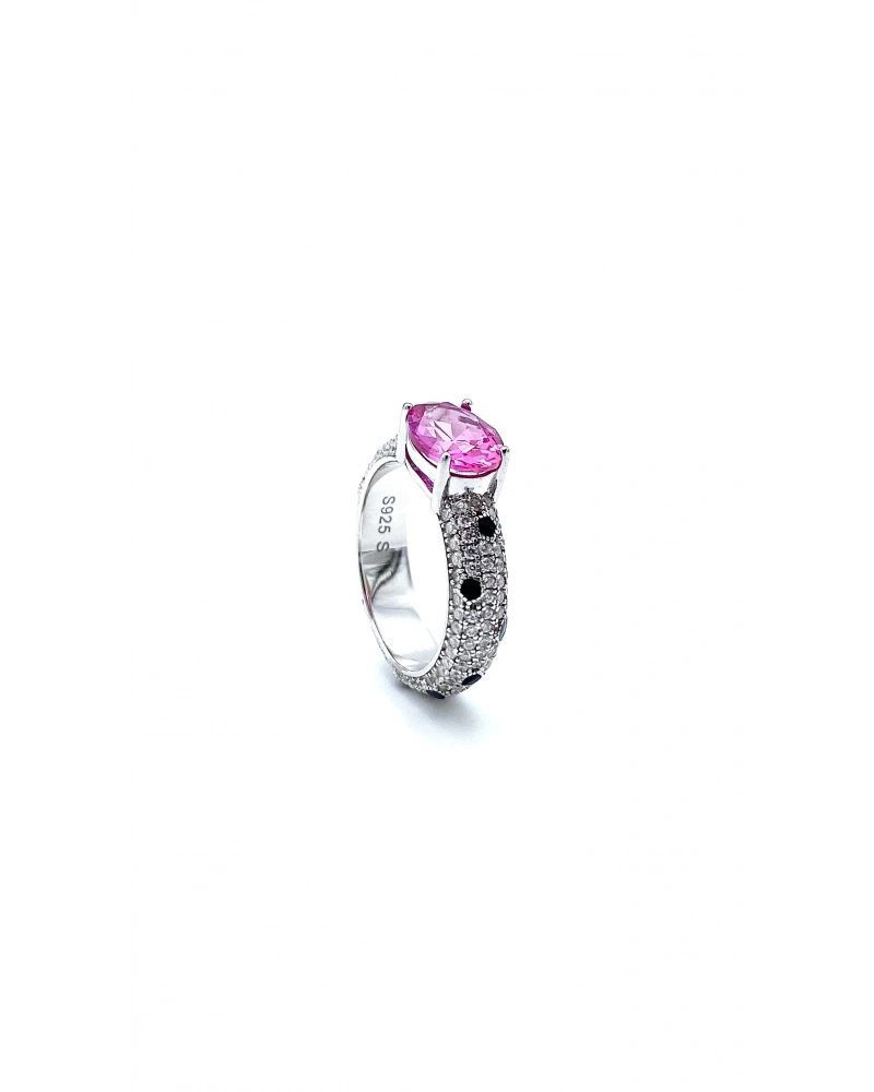 Oval Pembe Safir Taşlı Tamtur Yüzük