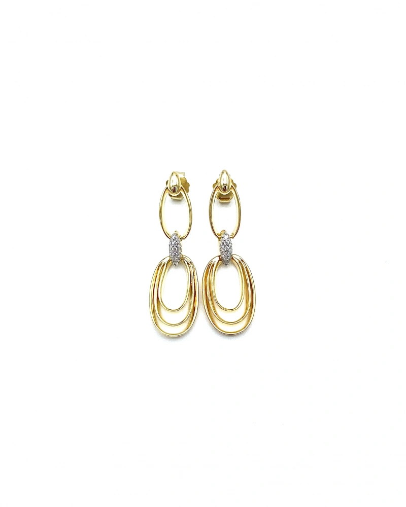 Oval Tria Taşlı  Küpe