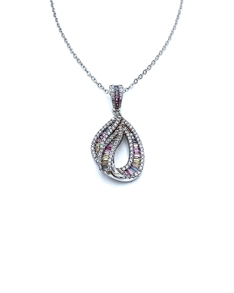 Pastel Rainbow 3 Sıra Damla Kolye