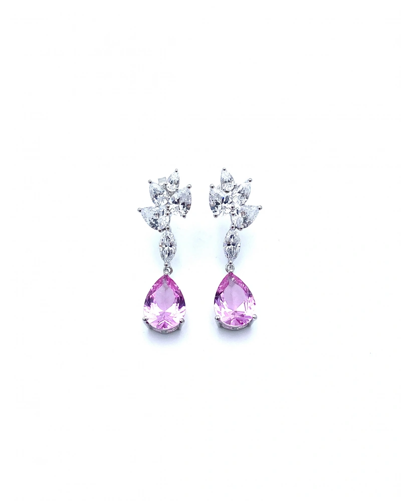 Pembe Safir Damla Markiz Küpe