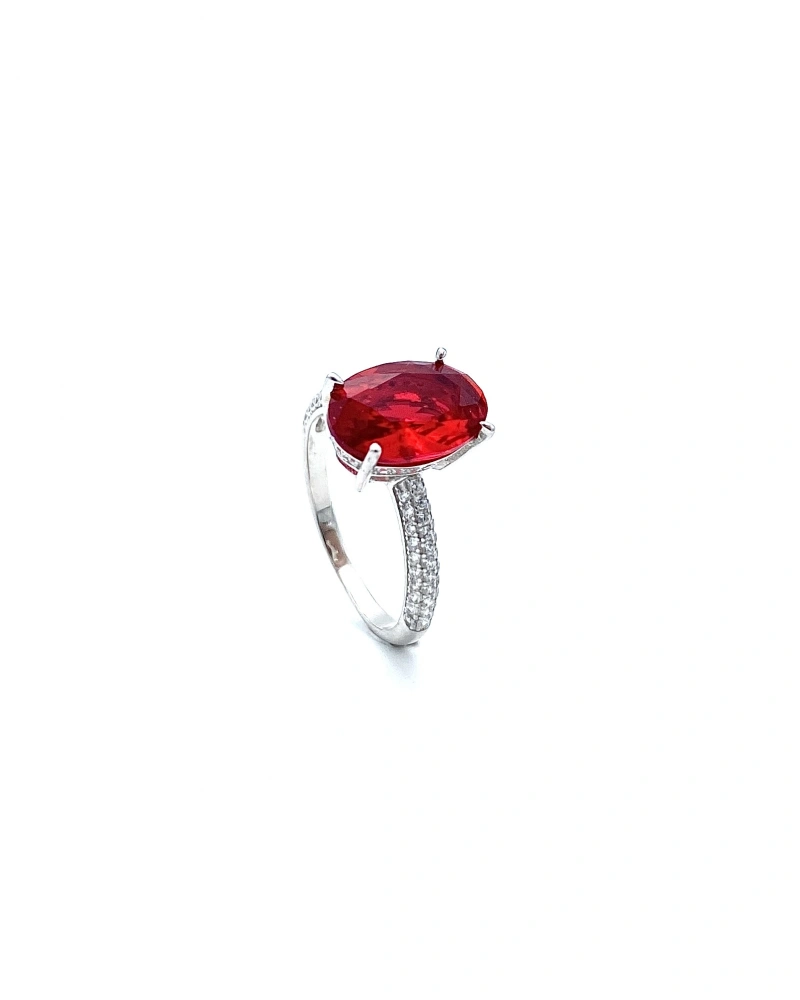 Red Ruby Oval Tektaş Yüzük