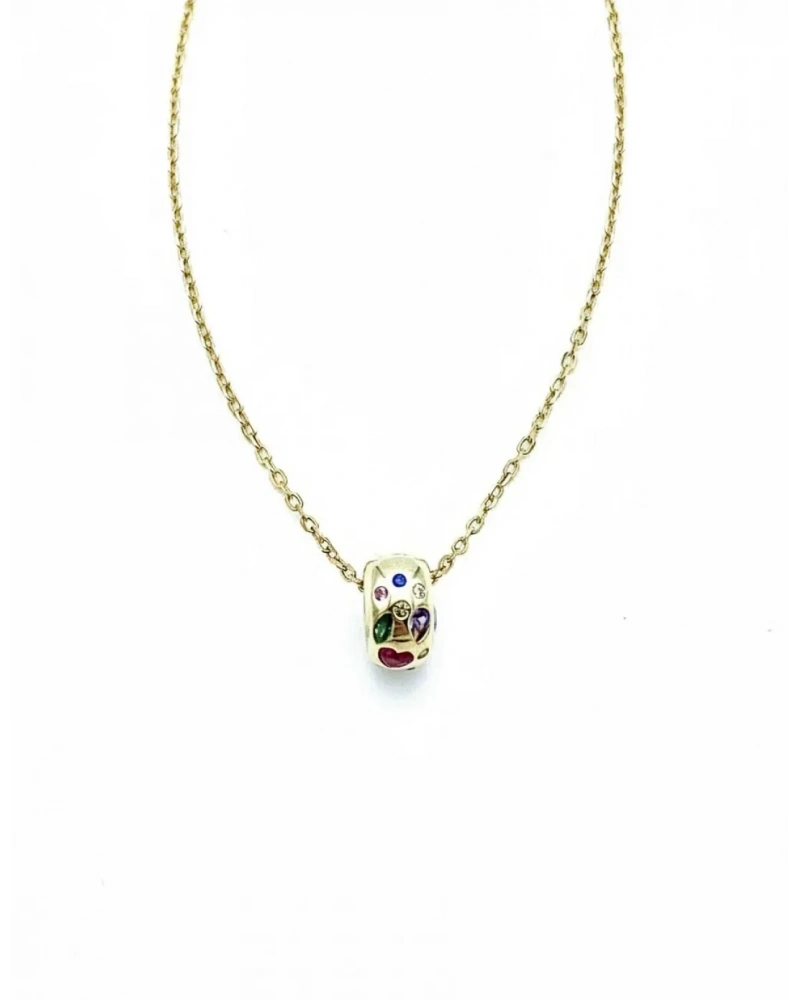 Renkli Pommy Halka Zincir Kolye