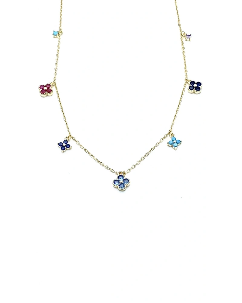 Renkli Yonca Sallantılı Kolye